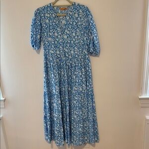 Oliphant Blue and White Floral Maxi Dress in size small